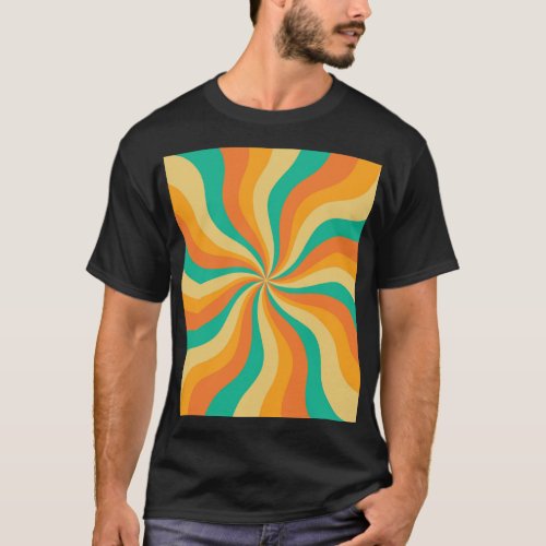 Retro 70s Sunburst Colorful Background T_Shirt
