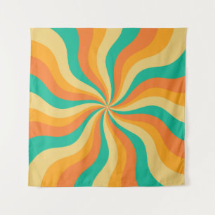 Retro 70s Sunburst Colorful Background Tapestry