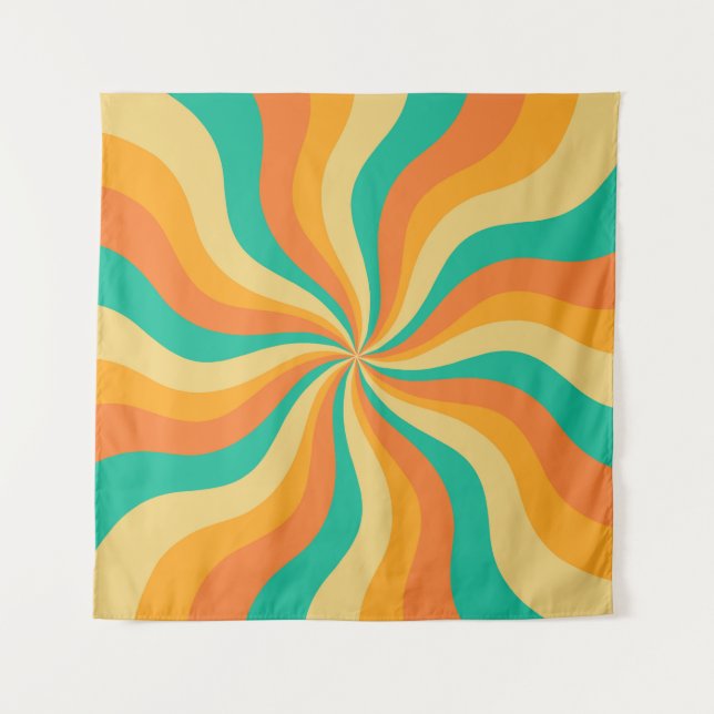 Retro 70s Sunburst Colorful Background Tapestry (Front)