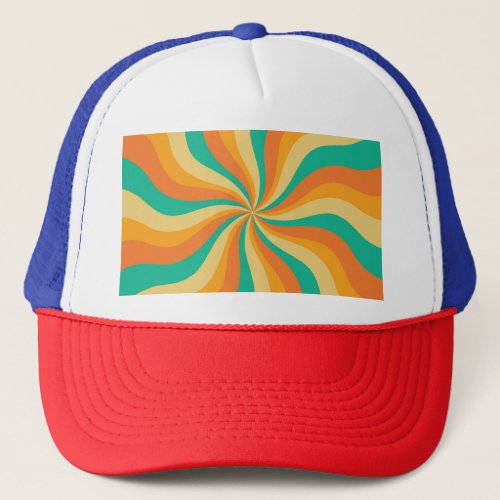 Retro 70s Sunburst Colorful Background Trucker Hat