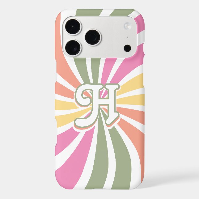 Retro 70s Sunburst Personalized Letter Case-Mate iPhone Case (Back)