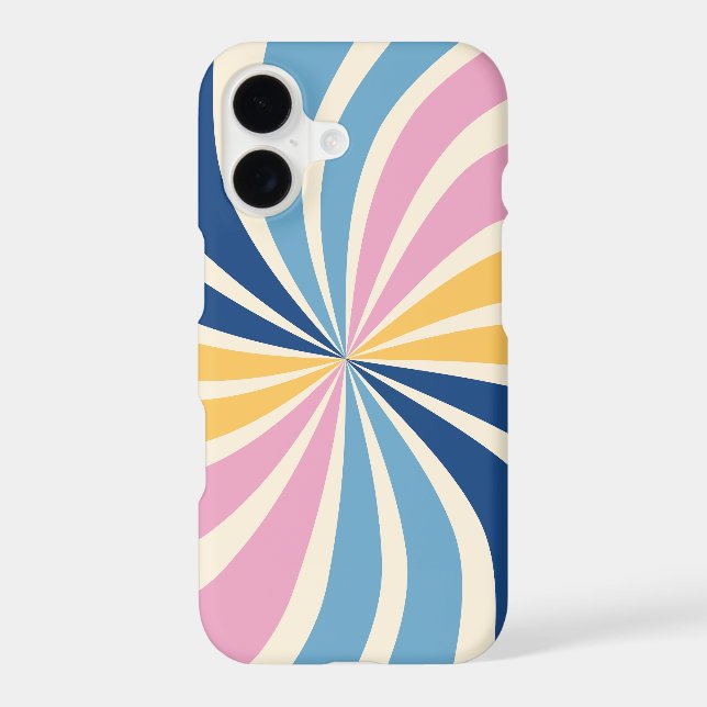 Retro 70s Sunburst Pink Blue Yellow Case-Mate iPhone Case (Back)