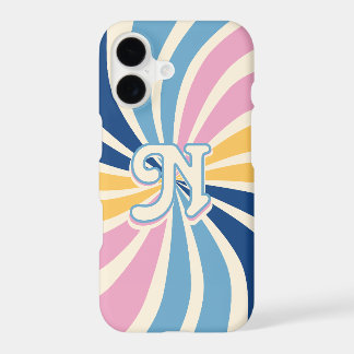 Retro 70s Sunburst Pink Blue Yellow iPhone 17 Case