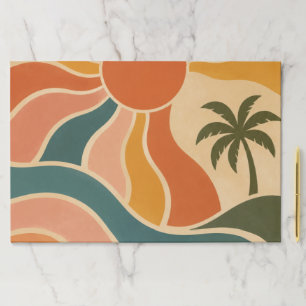 Retro 70s Sunset Waves & Palm Trees Aesthetic L Paper Pad