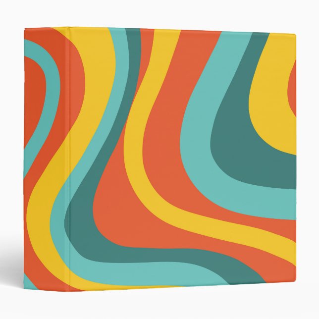 Retro 70s swirls background 3 ring binder (Front/Spine)