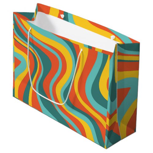 Retro 70s swirls background large gift bag