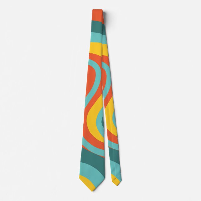 Retro 70s swirls background neck tie (Front)