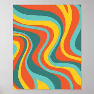 Retro 70s swirls background poster