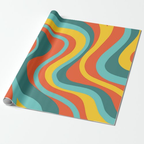 Retro 70s swirls background wrapping paper