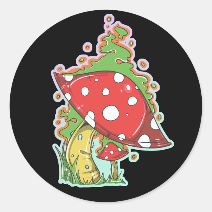 Retro 70's Tattoo Mushroom Stickers