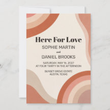 Retro 70s Terracotta Groovy Wedding Invitation
