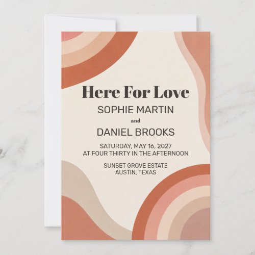 Retro 70s Terracotta Groovy Wedding Invitation