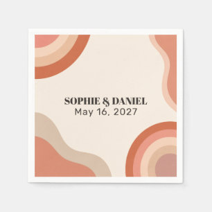 Retro 70s Terracotta Groovy Wedding Paper Napkins