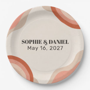 Retro 70s Terracotta Groovy Wedding Paper Plates