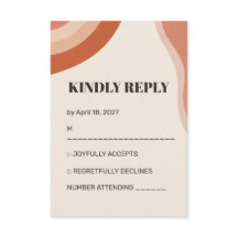 Retro 70s Terracotta Groovy Wedding RSVP Card