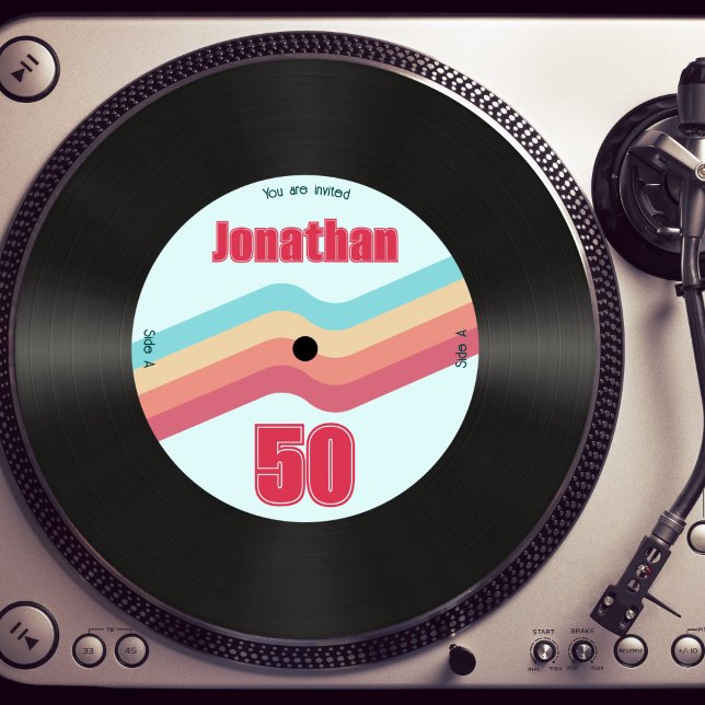 Retro 70s theme 50th Birthday Music Vinyl Record  Invitation (Creator Uploaded)
