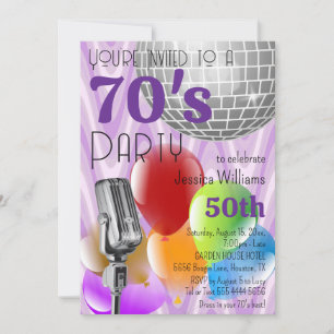 Retro 70's Theme Birthday Party Invitation