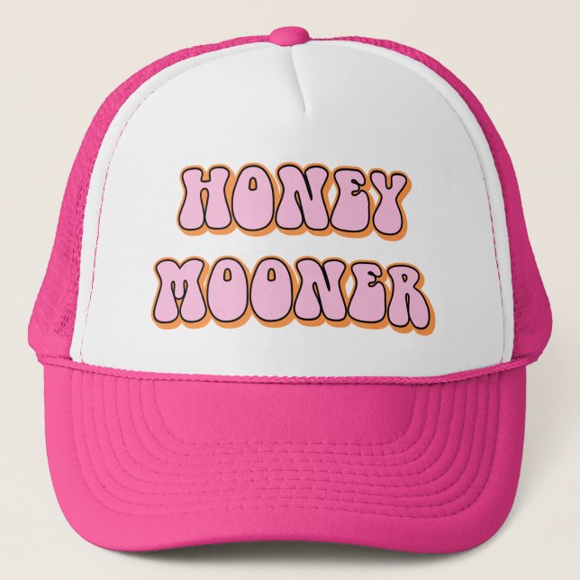Retro 70's Themed Honeymooner Bride Trucker Hat (Front)