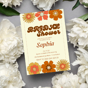 retro 70S trendy BRIDAL SHOWER Invitation