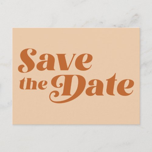 Retro 70s Typography in Terracotta Save The Date P Postcard