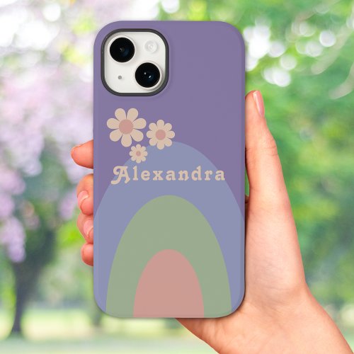 Retro 70s Vintage Daisy Arch Pastel add Name Case_Mate iPhone 14 Case