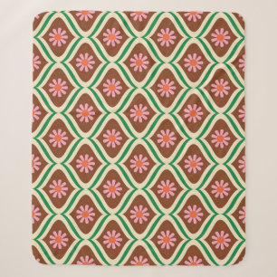 Retro 70s: Vintage Floral Pattern Sherpa Blanket