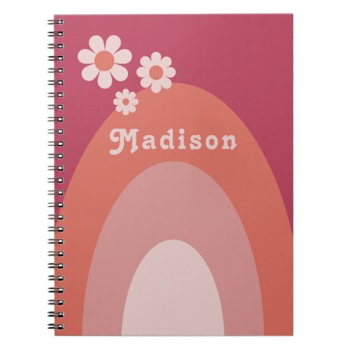 Retro 70s Vintage Personalized Name Notebook