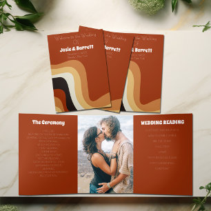 Retro 70s Vintage Wedding Tri-Fold Program