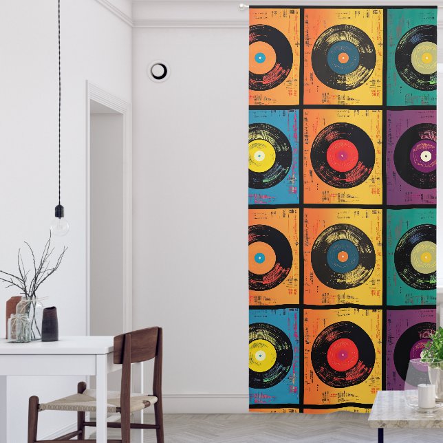 Retro 70s Vinyl Record Album Blackout Curtains (Living Room)