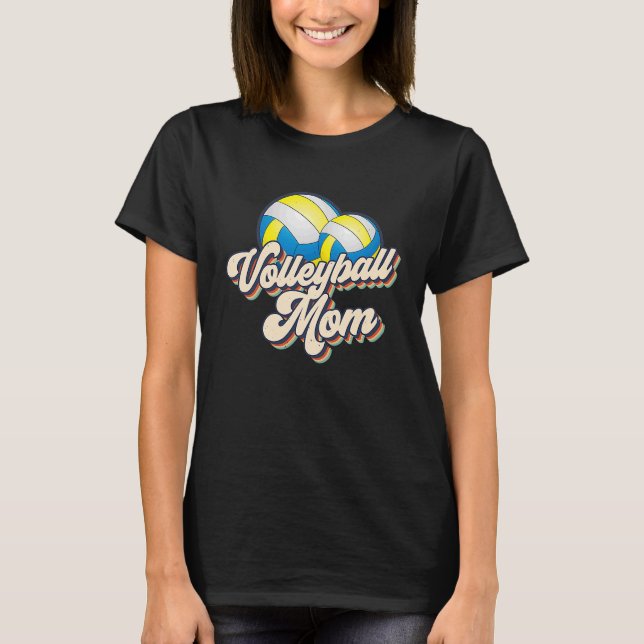 Retro 70s Volleyball Mom Cute Player Mama Team Spo T-Shirt (Front)