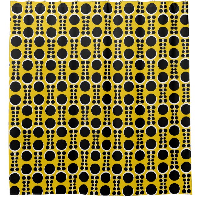 Retro 70s Wallpaper Vintage Yellow Mustard Shower Curtain (Front)