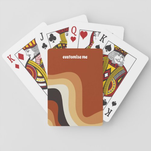 Retro 70s Wavy Burnt Orange Groovy Personalized Poker Cards