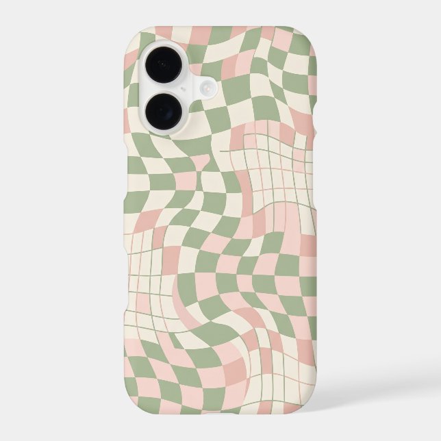 Retro 70s Wavy Checkerboard Distorted Grid Pattern Case-Mate iPhone Case (Back)