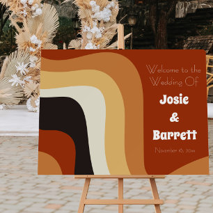 Retro 70s Wedding Burnt Orange Groovy Welcome Foam Board