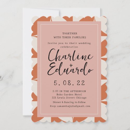 Retro 70s Wedding Handlettering  Invitation