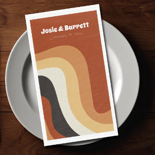 Retro 70s Wedding Personalized Burnt Orange Paper Guest Towels