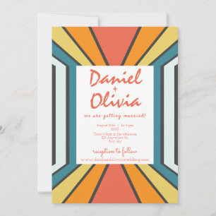 Retro 70s with QR Wedding Invitation
