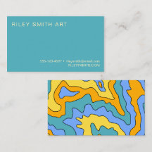 Retro 70s Yellow Blue Colorful Abstract Trendy