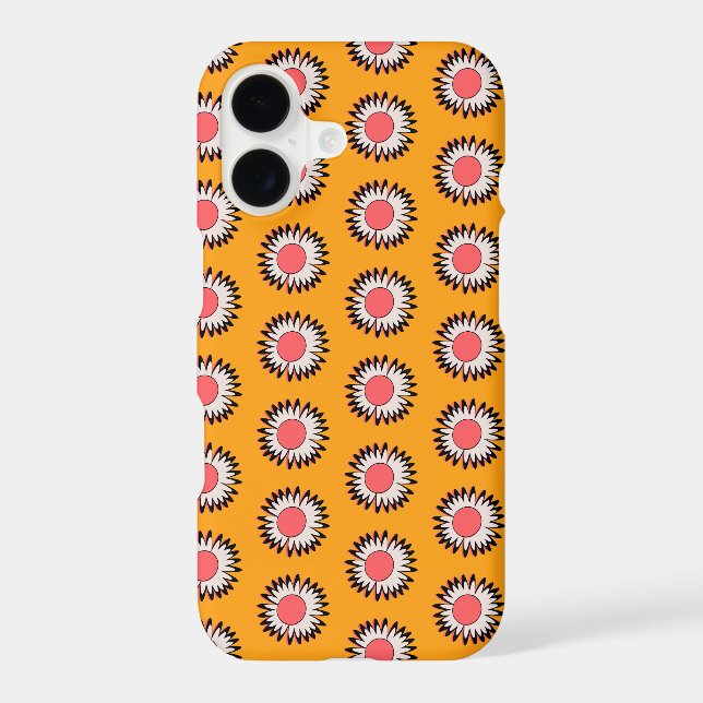 Retro 70s Yellow Pink Daisy Floral Pattern Case-Mate iPhone Case (Back)
