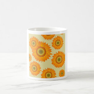 Retro 70s Yellow Sunflower Floral Pattern Coffee Mug
