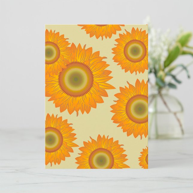Retro 70s Yellow Sunflower Floral Pattern Invitation (Creator Uploaded)