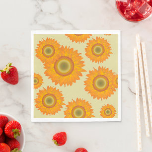 Retro 70s Yellow Sunflower Floral Pattern Napkins