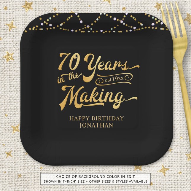 Retro 70th Birthday 70 Years in the Making Lights Paper Plates (Creator Uploaded)