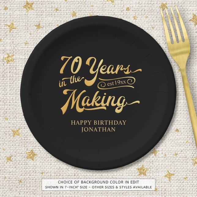 Retro 70th Birthday 70 Years in the Making Lights Paper Plates (Creator Uploaded)