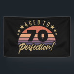 Retro 70th Birthday Humor Banner<br><div class="desc">A vintage styled birthday gift idea for anyone. Featuring a distressed and desaturated retro sunset design that says ‘aged to perfection!’</div>
