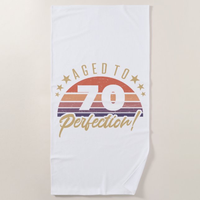 Retro 70th Birthday Humor Beach Towel (Front)