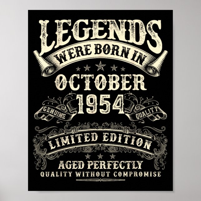 Retro 71st Birthday For Men 71 Year Old October 19 Poster (Front)