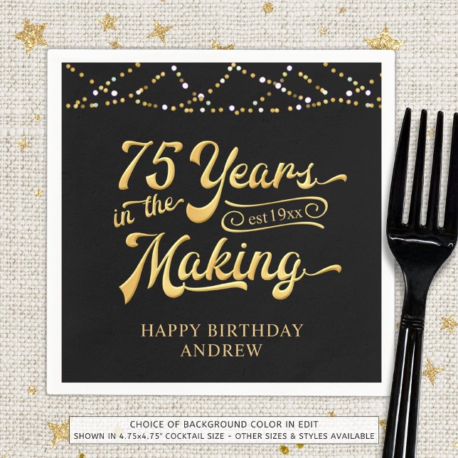 Retro 75th Birthday 75 Years in the Making Lights Napkins (Creator Uploaded)