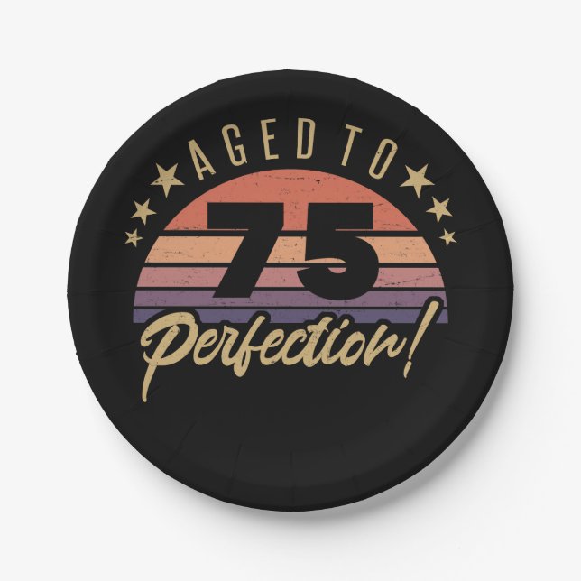 Retro 75th Birthday Humor Paper Plates (Front)