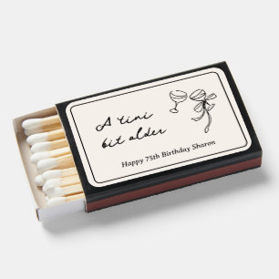 Retro 75th Birthday Martini Birthday Party Favor Matchboxes